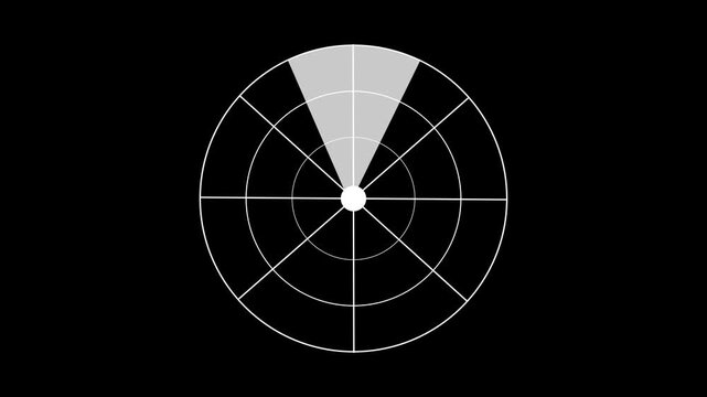 A radar Animation video on black background.Simple Radar Scanning Navigation ,Abstract glowing radar screen