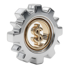 Gold Dollar Sign in Chrome Gear: Finance, Business Concept
