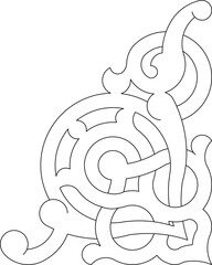 Abstract ornamental swirl with bold curved lines, decorative outline art suitable for coloring, tattoo design, or artistic background.