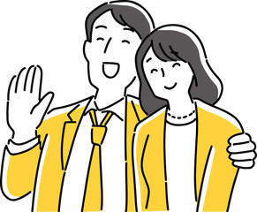笑顔で寄せ合う男女
