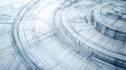 Obraz premium transparent architectural wireframe background featuring intricate overlapping lines and geometric shapes, illustrating futuristic design and digital structure concepts ideal for technology.