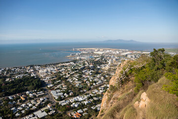 View of Townsville and Magnetic Island from Castle Hill Lookout, Townsville, Queensland, Australia