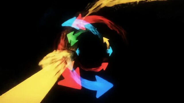 Colorful Arrow Swirl Abstract Motion and Directional Flow Visuals