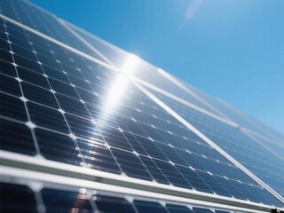 solar panel with sunlight 