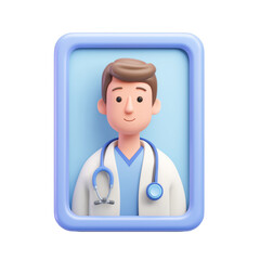 Smiling Male Doctor 3D Render, Healthcare Icon
