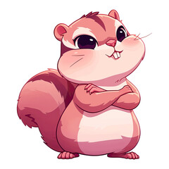 Cute cartoon squirrel sulking