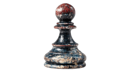 The image displays a chess pawn, a fundamental piece in the game of chess on white background 