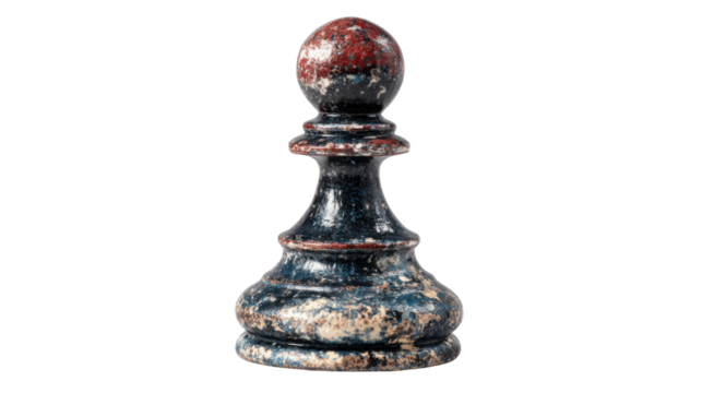 The image displays a chess pawn, a fundamental piece in the game of chess on white background 