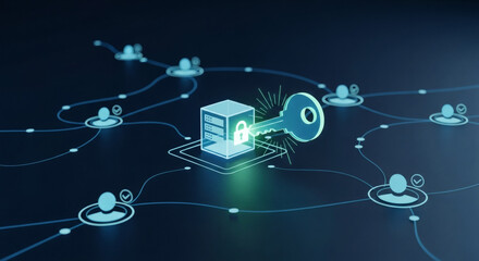 Secure digital identity and data access in a distributed network, illustrating cryptographic key protection for user authentication and privacy.