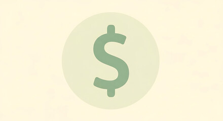 Fototapeta premium A green dollar sign symbol centered within a light green circle on a beige background.