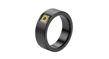 Modern black ring with yellow gemstone accent