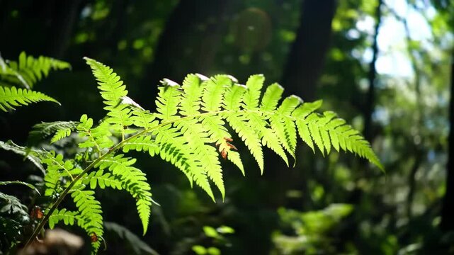 Fern Fronds in Sunlit Forest Nature's Green Beauty