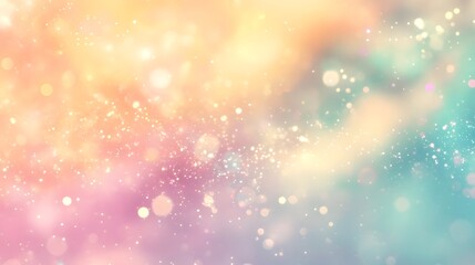 Obraz premium A soft, pastel-colored background displays numerous, sparkling, light bokeh, creating a dreamy and festive mood.
