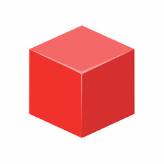 Fototapeta premium Cube rouge, 3D, fond blanc