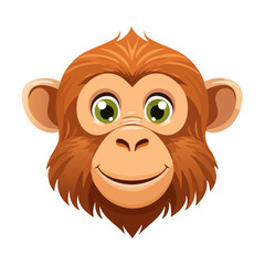 Portrait serré d'un petit singe amusant et très souriant, arrière plan blanc, illustration