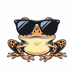Fototapeta premium Crapaud orange amusant portant des lunettes de soleil, isolé, fond blanc 