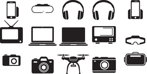 Modern technology gadgets icons collection set