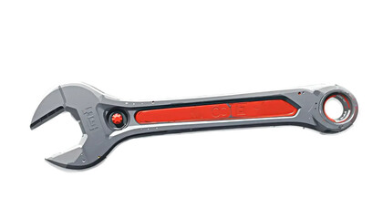 Fototapeta premium Adjustable Wrench Tool with Gray and Red Handle in Closeup on Transparent Background