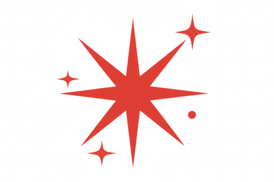 Retro sparkle star vector graphic with red vintage twinkle effect on transparent background