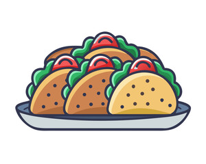 Delicious tacos filled with fresh ingredients arranged on serving platter