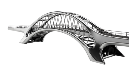 Futuristic Silver Architectural Bridge Design Modern Steel Structure