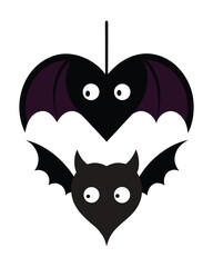 Vector art of cute cartoon bats hanging