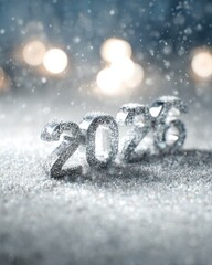 A shiny diamond number placed elegantly on a sleek silver surface, creating a minimalist and stylish Christmas background.