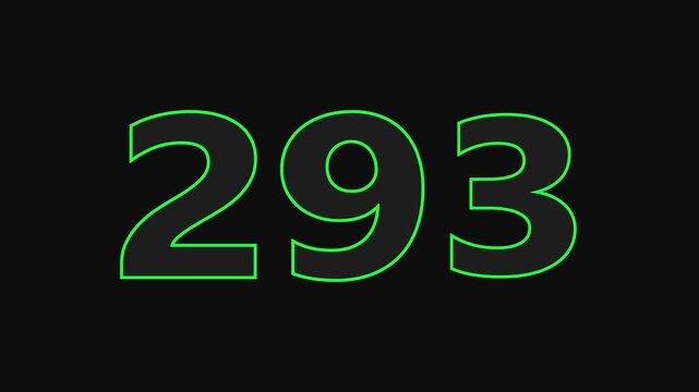 293 number countdown icon on black background 4k animation.	

