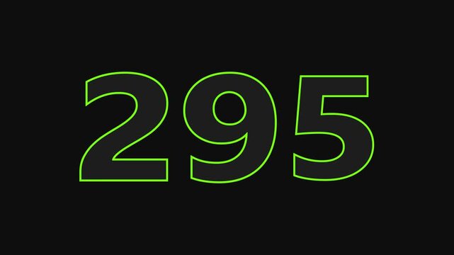 295 number countdown icon on black background 4k animation.	
