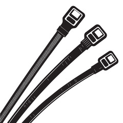 Black cable ties Silhouette Vector, High Quality Illustration on White Background