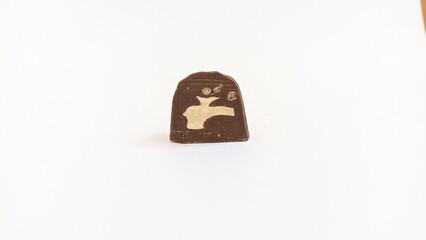 small close up chocolate bar isolated in white background