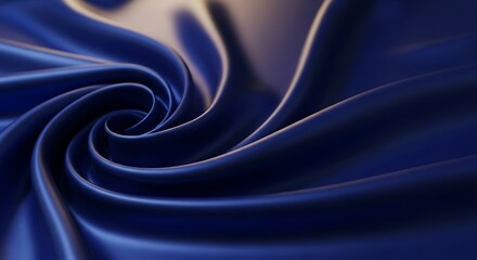 Obraz premium A close-up view of a swirling blue fabric, flowing and curving in a smooth, luxurious texture