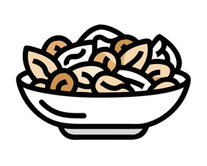 A bowl filled with mixed nuts snack food for eating
