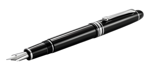 Ink Writing Instrument: Elegant ink pen. with silver accents, a design that embodies quality and sophistication.