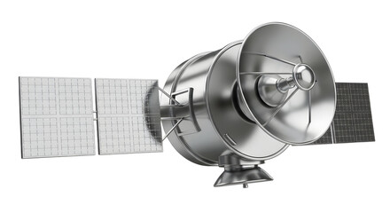 Satellite Spacecraft with Solar Panels and Antennas in Space