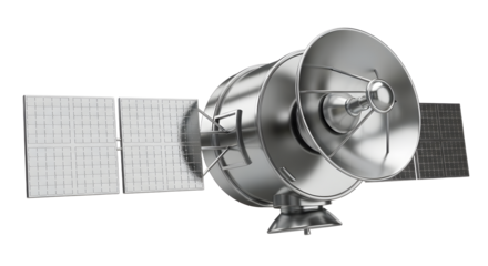 Satellite Spacecraft with Solar Panels and Antennas in Space