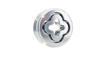 Obraz premium Silver Medical Cross Icon on Glossy Reflective Surface with Light Effects