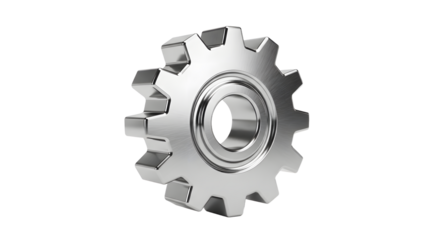 Silver Metal Gear Wheel on White Background for Engineering and Mechanical Concept