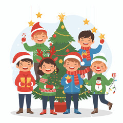 children celebrating Christmas