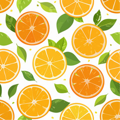 Obraz premium Juicy orange slices and whole citrus fruit seamless pattern, vibrant and colorful, ideal for kitchen decor and eco packaging