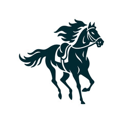 Galloping Horse Silhouette - Equestrian Racing Symbol Melbourne Cup Day Galloping horse silhouette with arched neck and flowing mane saddle brown
