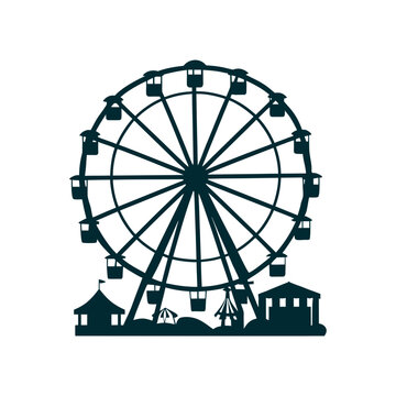 Ferris Wheel Silhouette at Amusement Park Ekka People&rsquo;s Day Ferris wheel with eight evenly spaced cabins justy orange