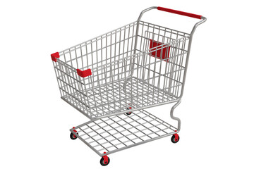 3D render image showing shopping cart on isolate white background