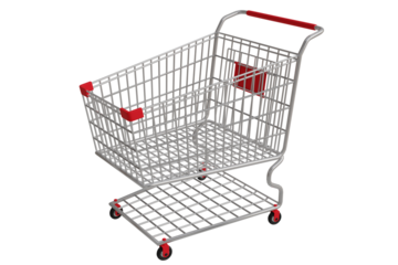 3D render image showing shopping cart on isolate white background