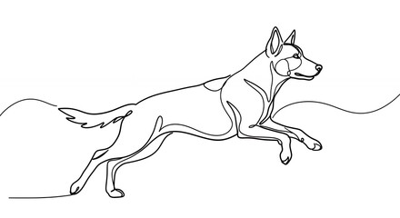 Dog running line art illustration