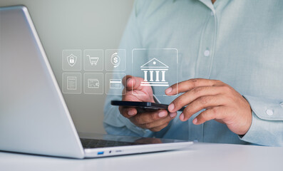 Digital payment, online banking, fintech, secure transaction, authentication money transfer, invoice, credit card, financial technology, payment successful, secure online payment transaction concept