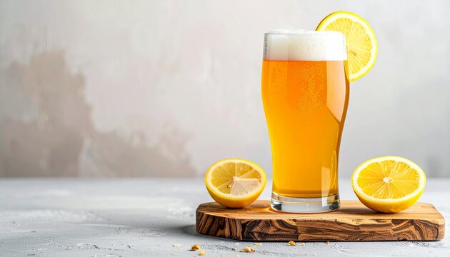 Weizenbier mit Zitronenscheibe