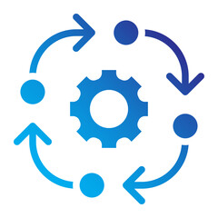 Circular collaboration workflow Flat Gradient icon.