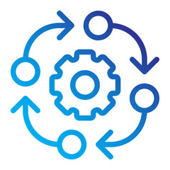 Circular collaboration workflow Line gradient icon.