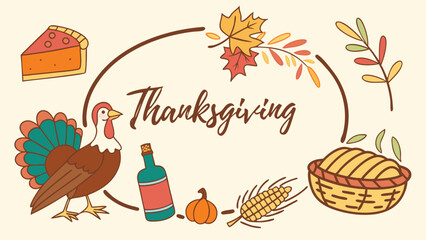 Thanksgiving Illustration with Festive Elements Perfect for Holiday Greetings and Designs